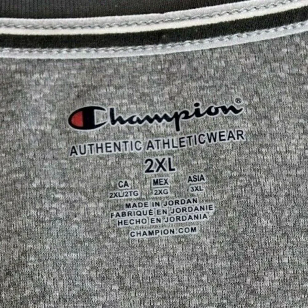 T-Shirt Short Sleeve Crew Neck Casual Dot Pattern Gray Champion Men's Size 2XL - Picture 4 of 6